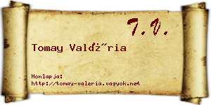 Tomay Valéria névjegykártya